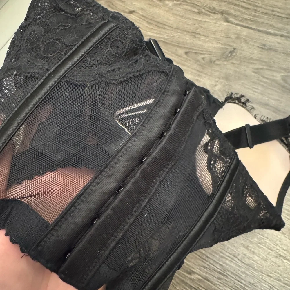 Victoria's Secret Black Lace Bustier with Branded Straps - Picture 4 of 6